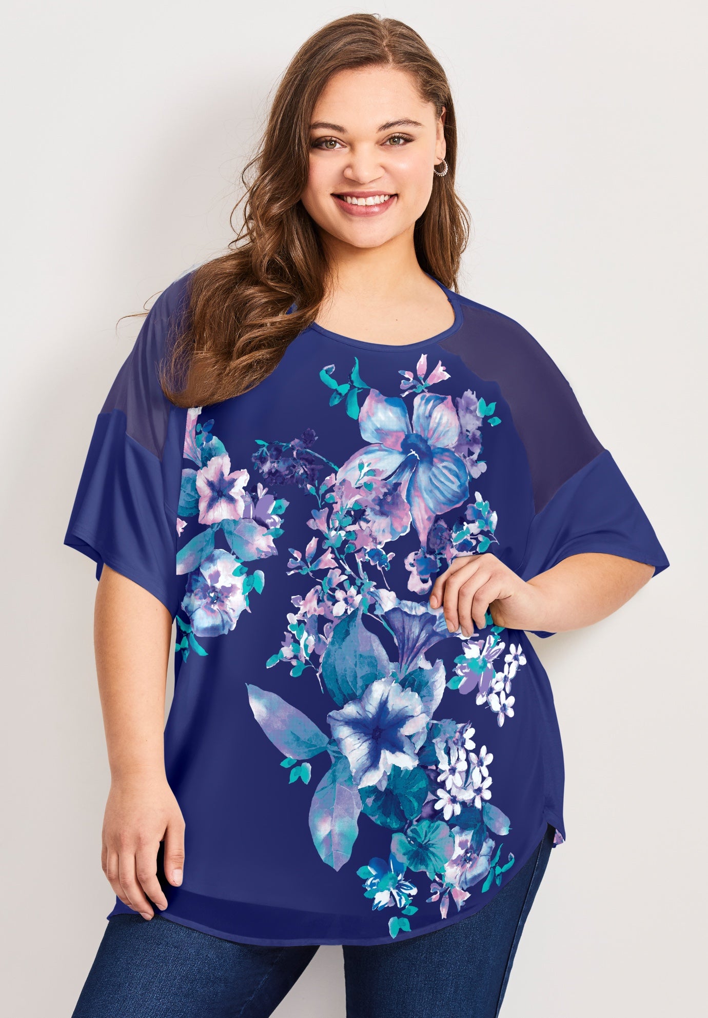 Mixed Media Floral Print Top image number 0
