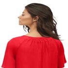 V-Neck Crinkle Tie-Front Elbow-Sleeve Blouse image number null
