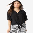 Crinkle Tie-Front Blouse image number null