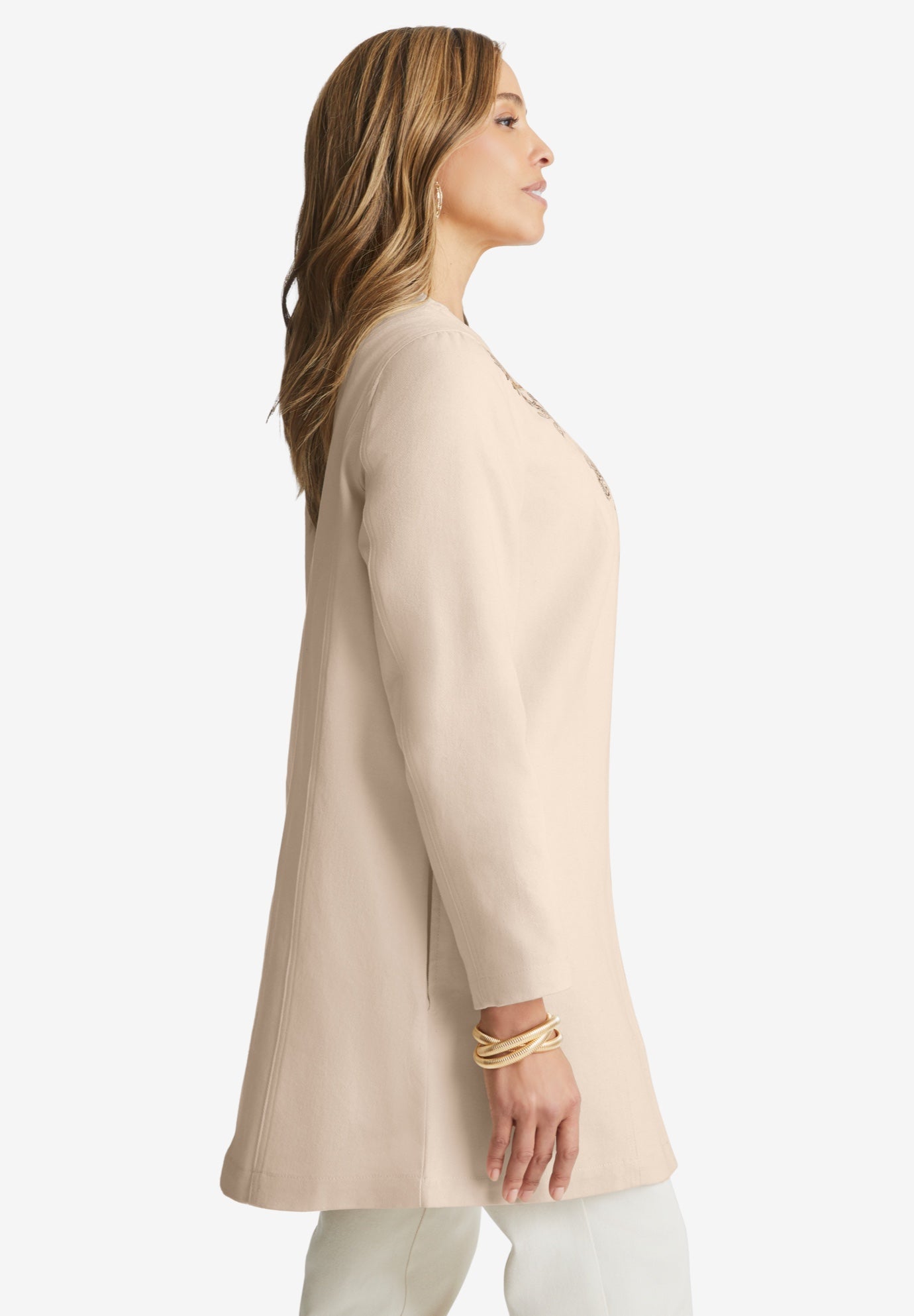 Embroidered Denim Topper image number 4