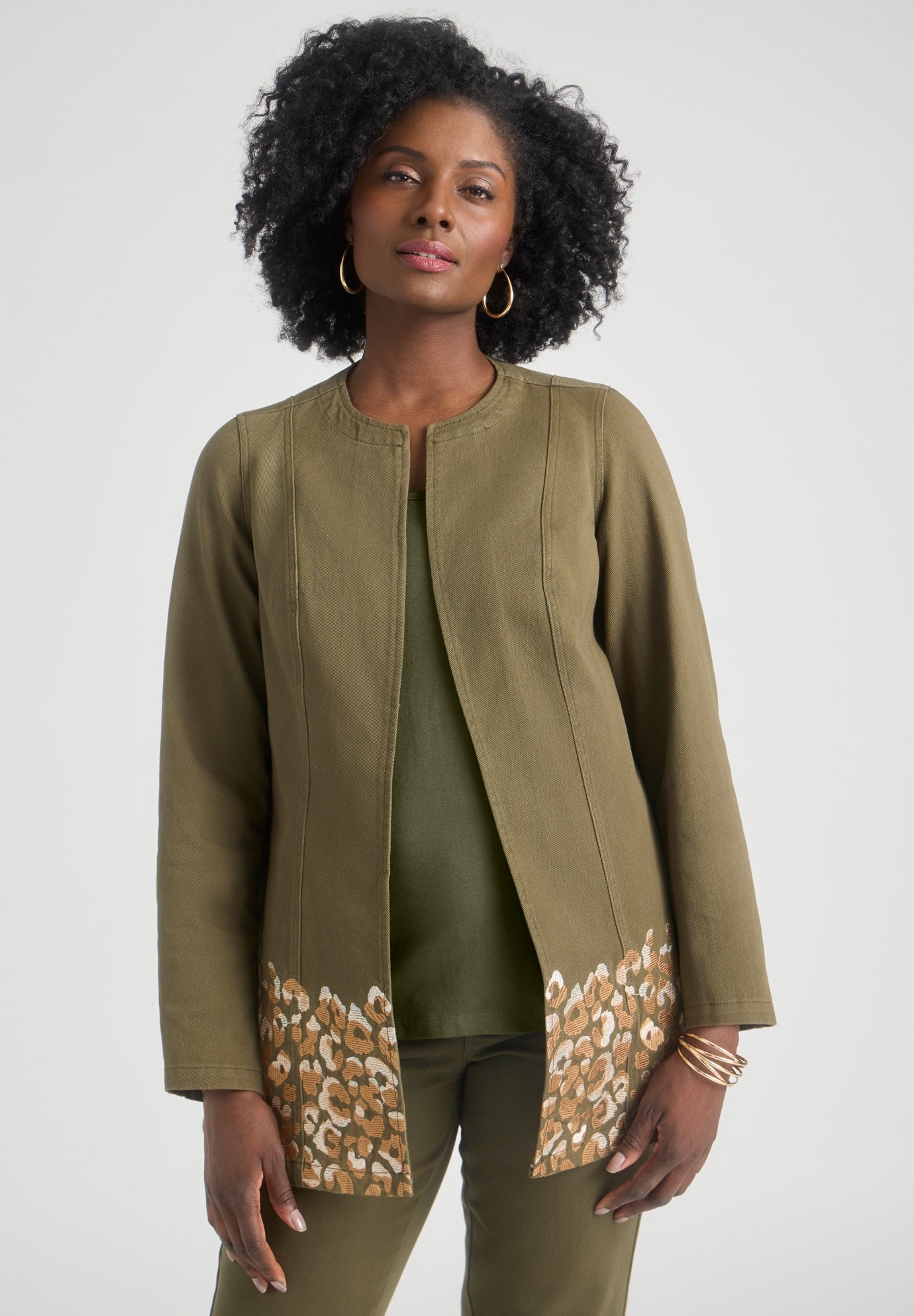 Embroidered Denim Topper image number 0