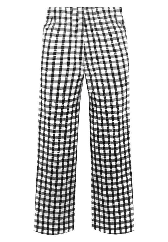 Gingham Back Elastic Wide Leg Crop Pants image number 1