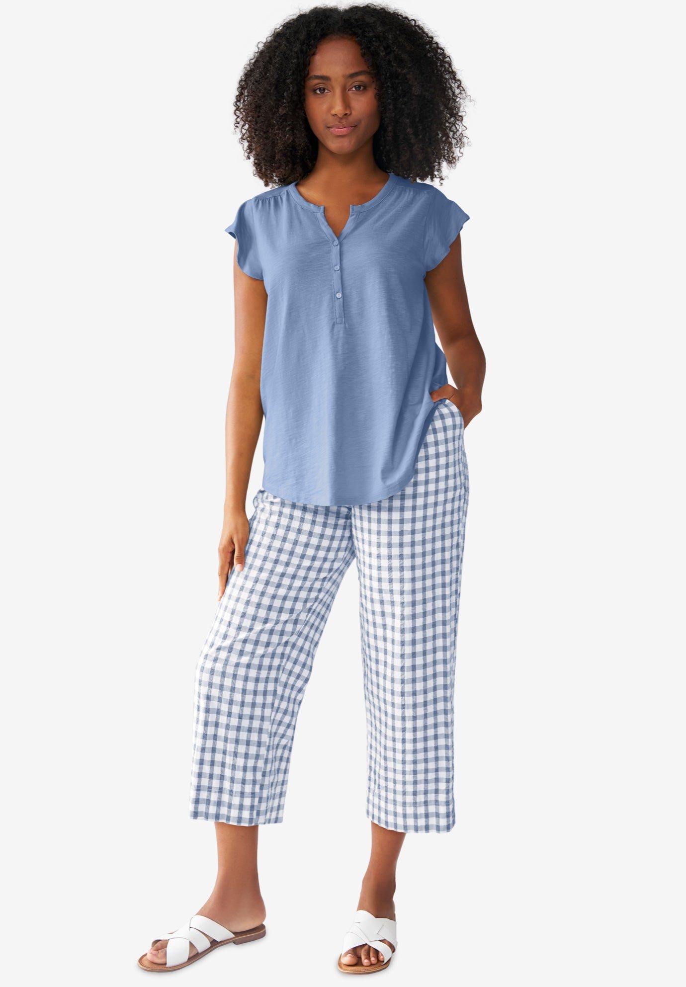 Gingham Crop Pants image number 0
