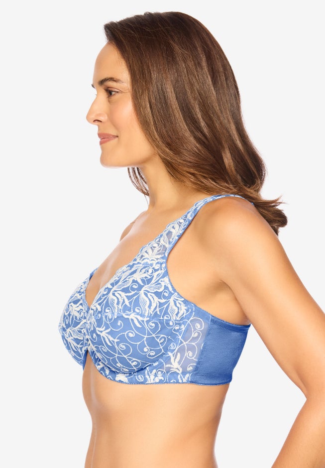 Embroidered Front-Close Underwire Bra image number 2