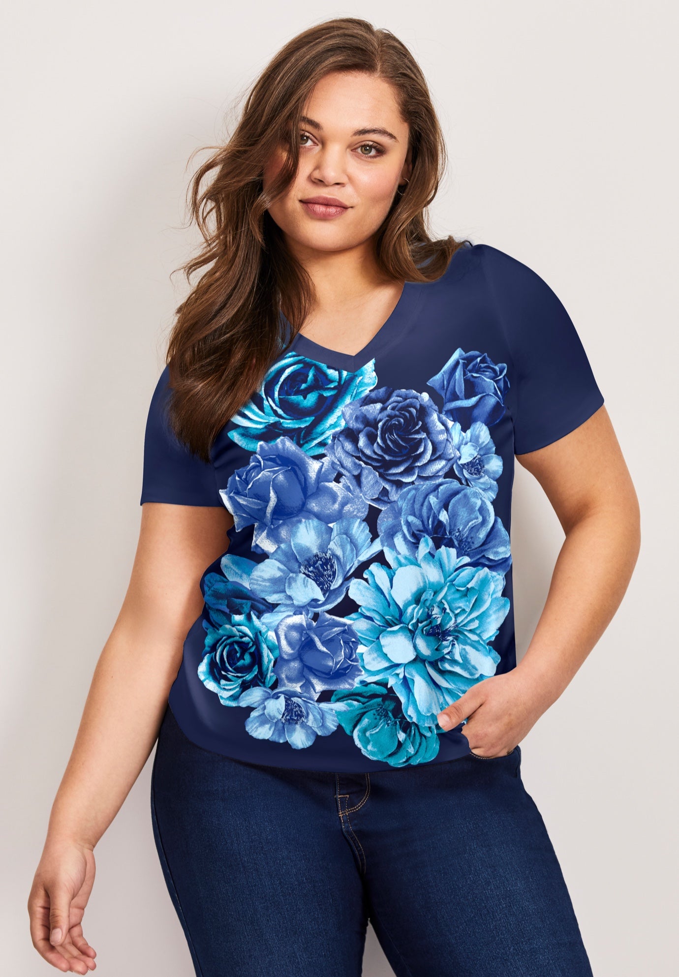 V-Neck Short Sleeve Graphic Tee image number 0