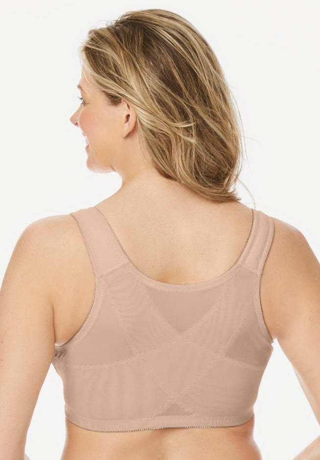 Front-Close Embroidered Wireless Posture Bra image number 1
