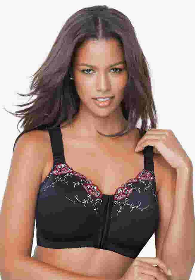 Front-Close Embroidered Wireless Posture Bra image number 6