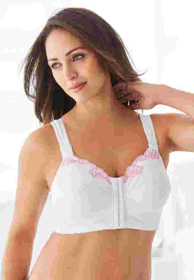 Front-Close Embroidered Wireless Posture Bra image number 7