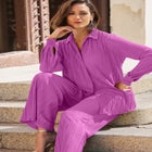 Plisse Button-Front Blouse image number 1