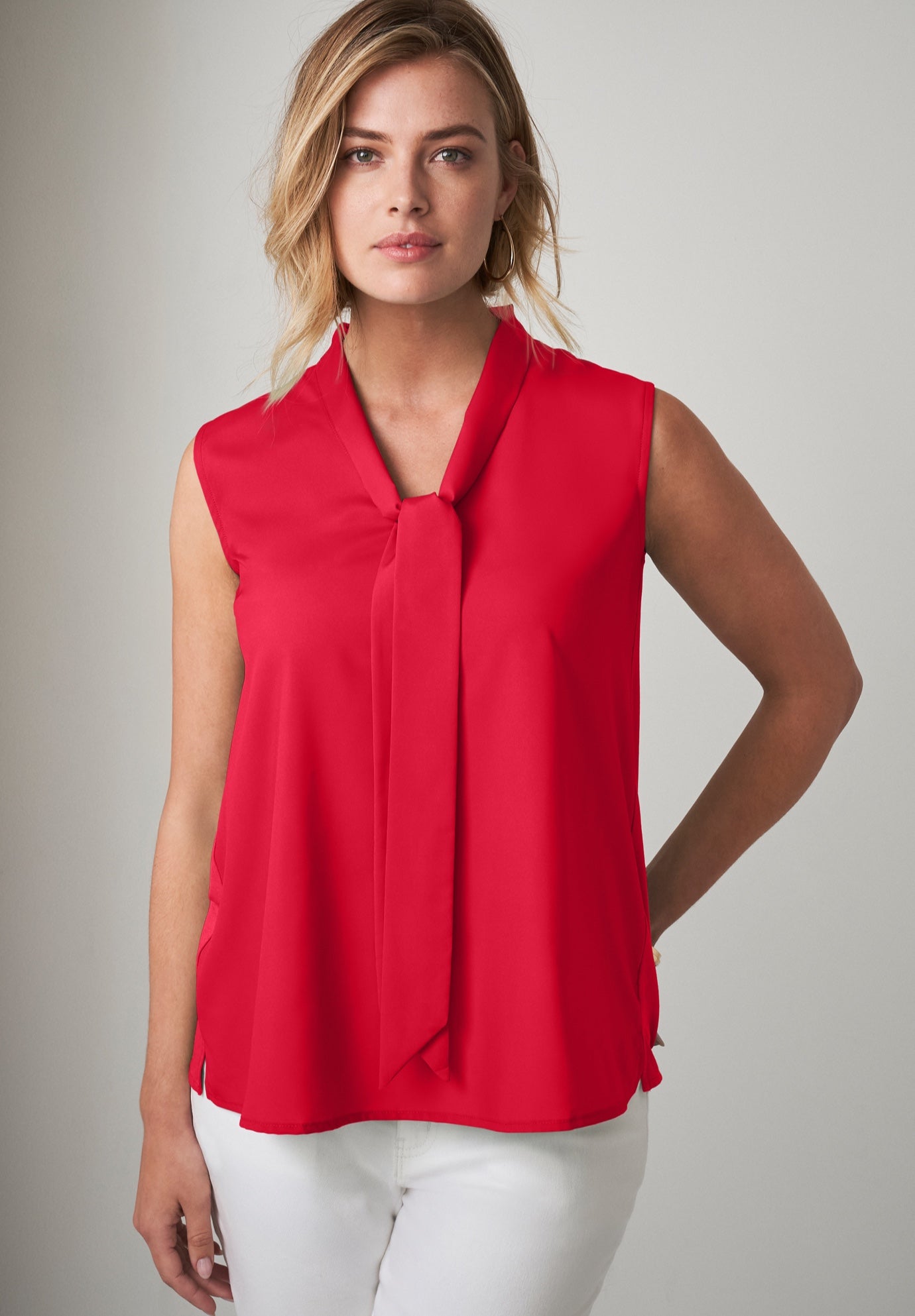Uptown Sleeveless Tie-Neck Blouse image number 0