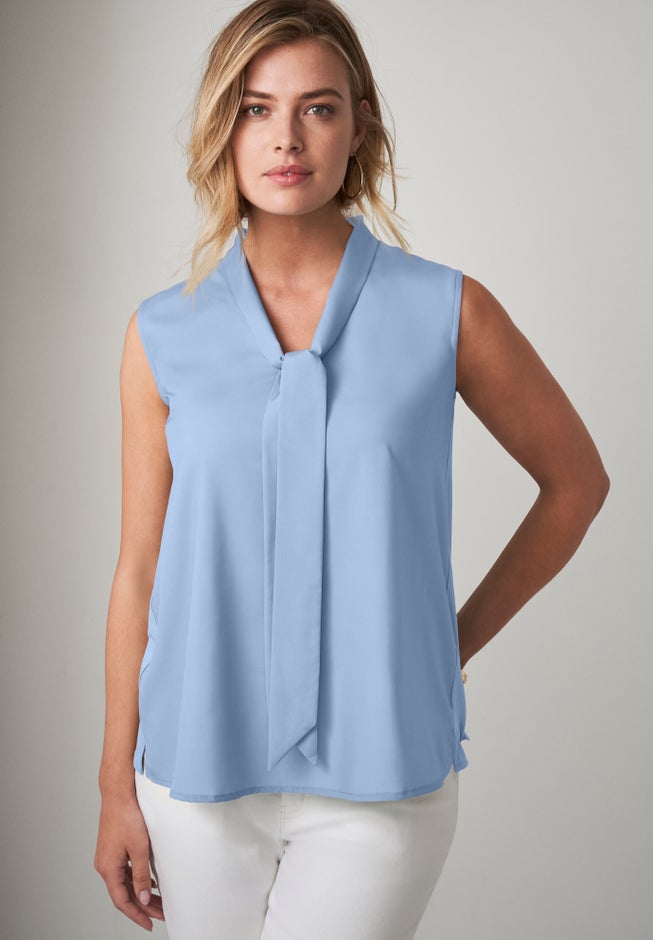 Uptown Sleeveless Tie-Neck Blouse image number 0