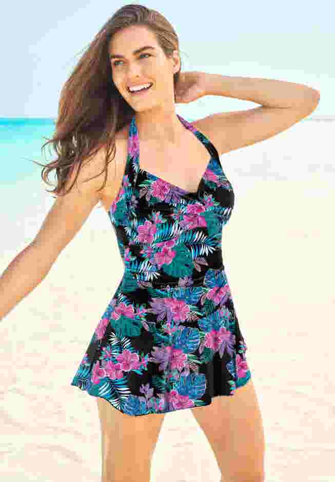 Retro Halter Swim Dress image number 0
