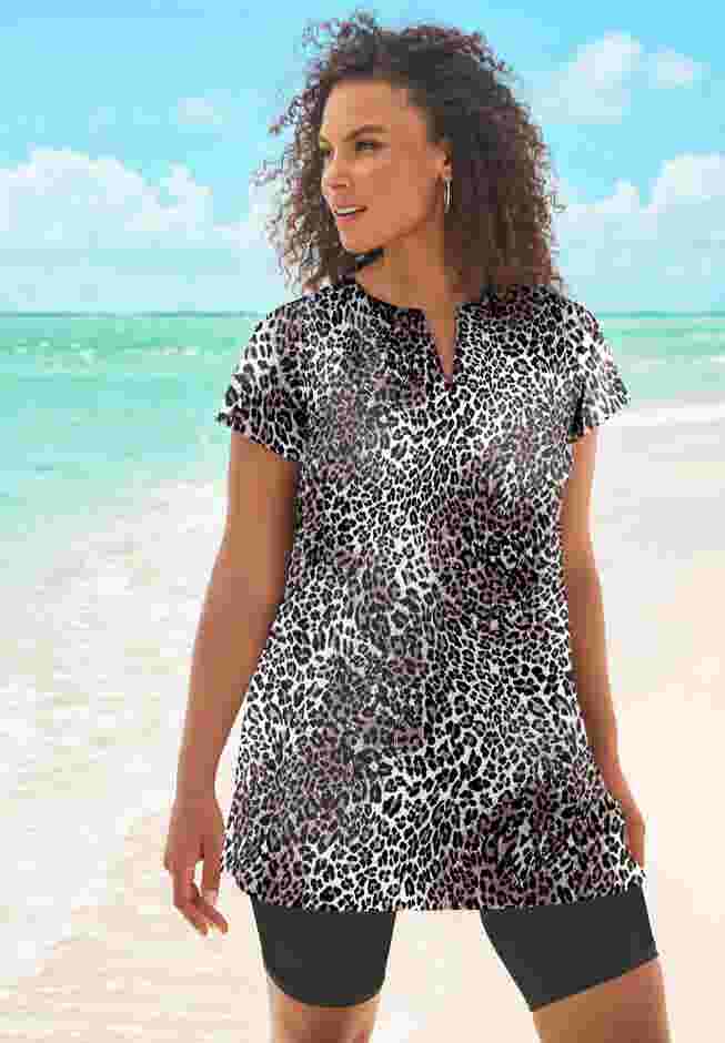 Longer Length Short-Sleeve Swim Tunic image number 0