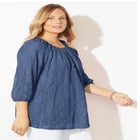 Stretch Lace Peasant Blouse image number null