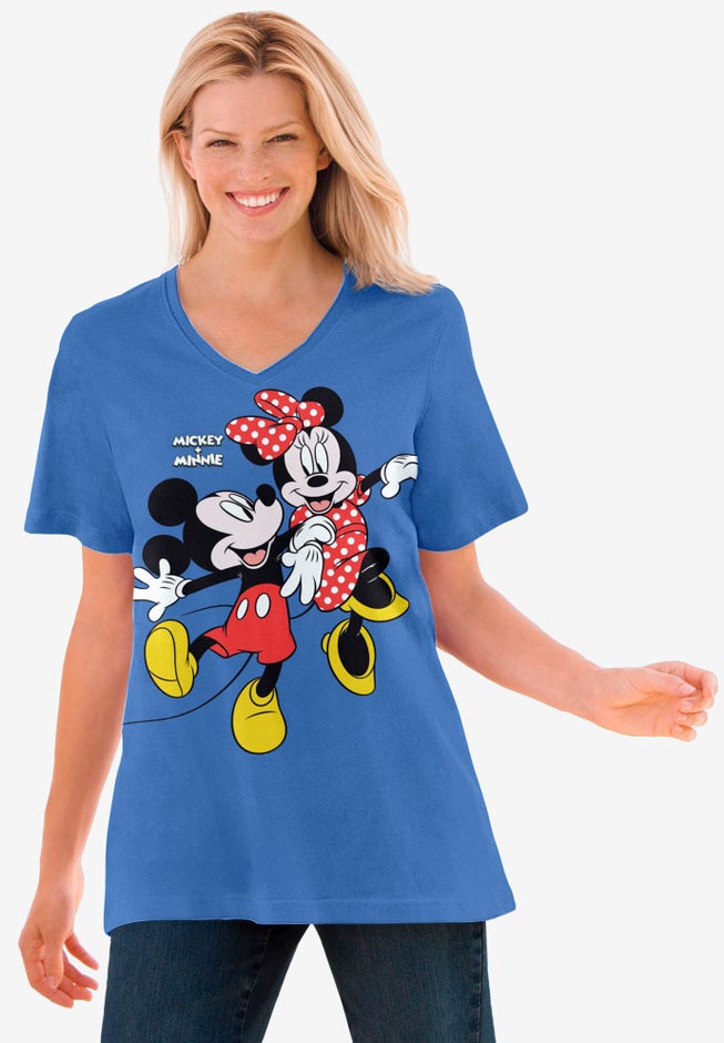 Disney Dark Blue Mickey Minnie V-neck Tee image number 0
