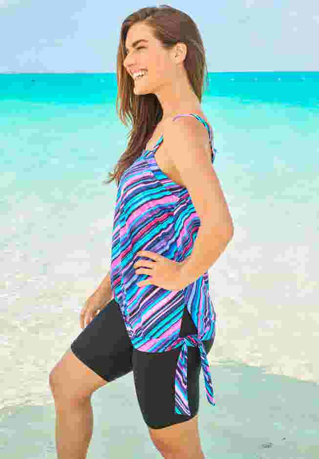 Blouson Tankini Top with Adjustable Straps image number 3