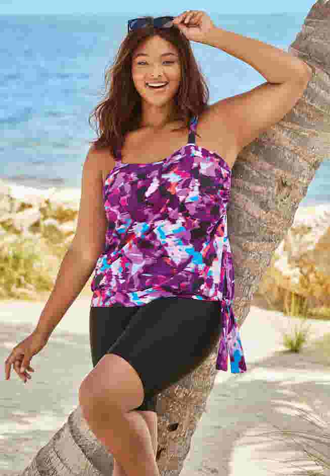 Blouson Tankini Top with Adjustable Straps image number 5