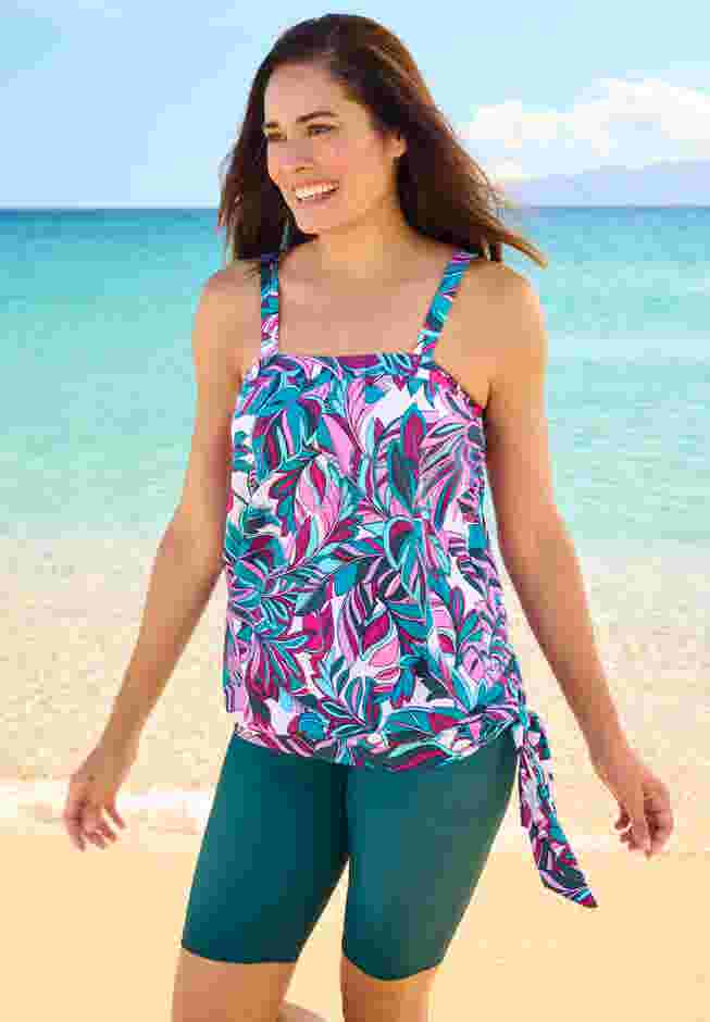 Blouson Tankini Top with Adjustable Straps image number 0