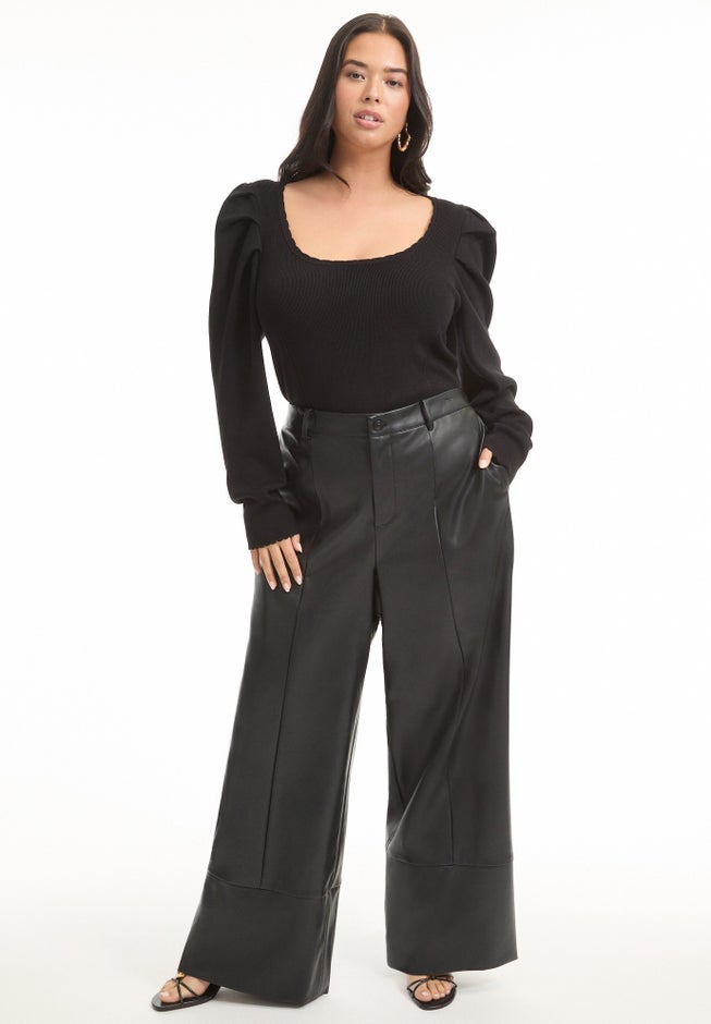 Cuffed Faux Leather Pants image number 0
