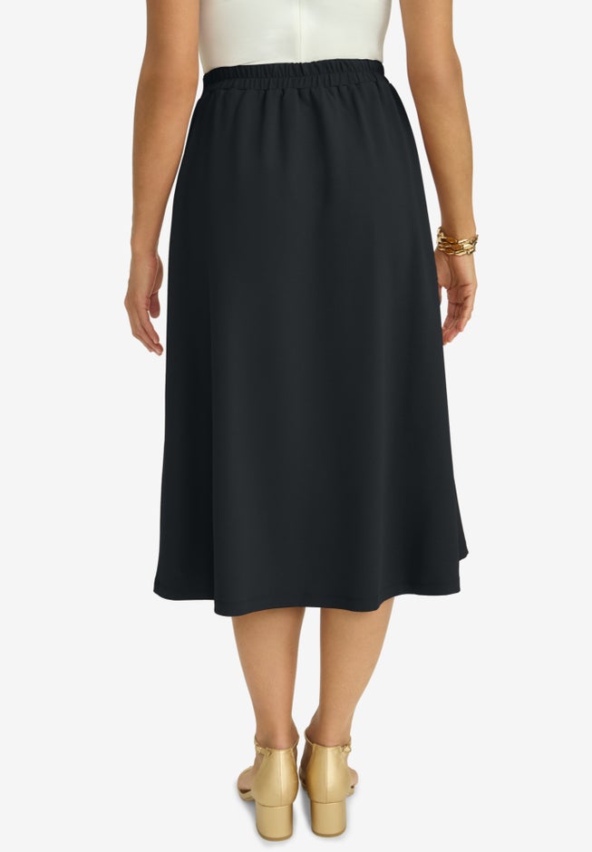 Knit Crepe Side Button Midi Skirt image number 1
