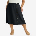 Knit Crepe Side Button Midi Skirt image number null