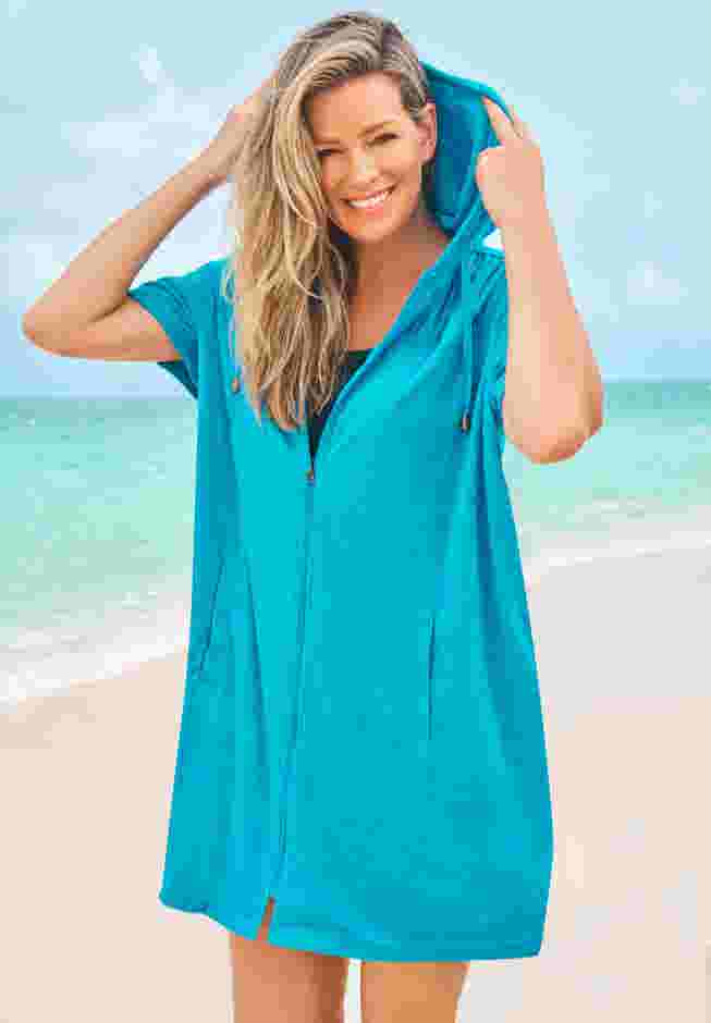 Hooded Terry Swim Cover Up image number 5