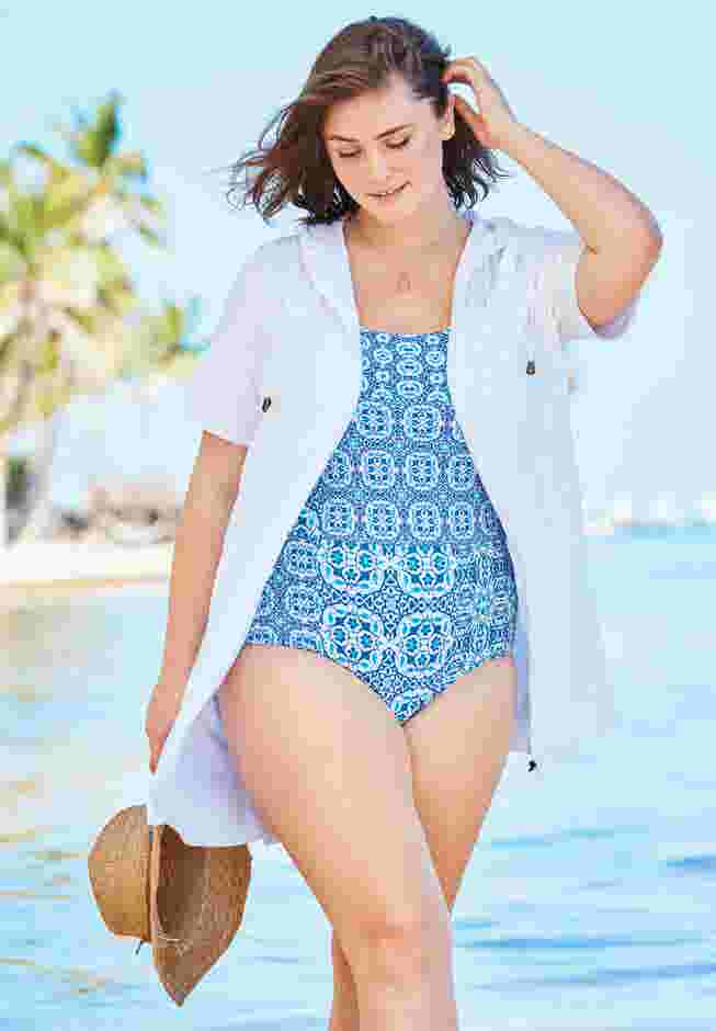 Hooded Terry Swim Cover Up image number 6
