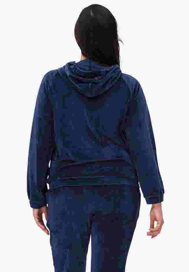 Velour Hooded Sweatshirt image number 1