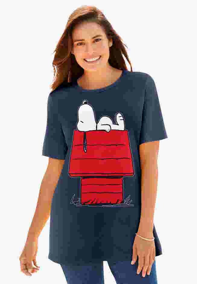 Peanuts Navy Snoopy House Crewneck Tee image number 0