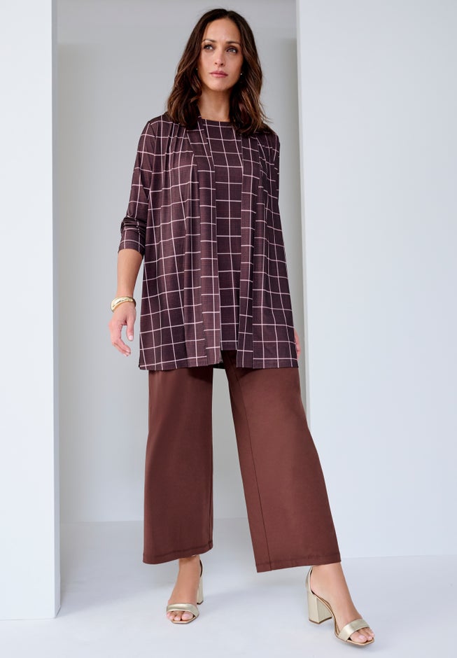 Stretch Knit Open Front Knit Topper image number 1