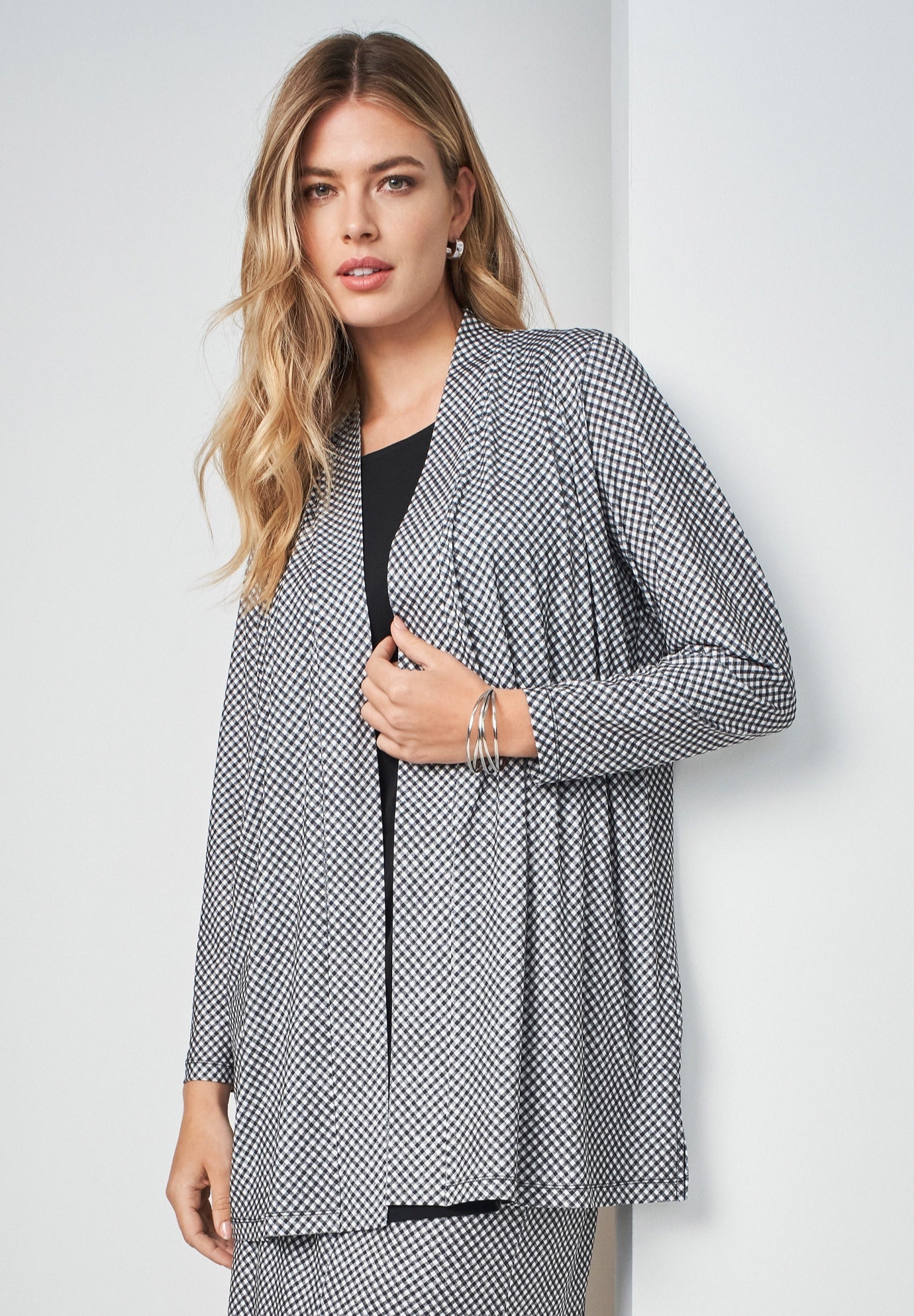 Stretch Knit Open Front Knit Topper image number 0