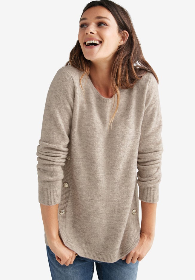 Button Trim Pullover Sweater image number 0