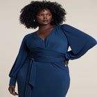 Cross-Front Belted Knit Midi Dress image number 3
