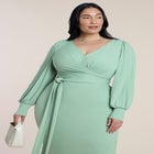 Cross-Front Belted Knit Midi Dress image number 1