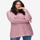 French Terry Lace Trim Sweatshirt Tunic image number null