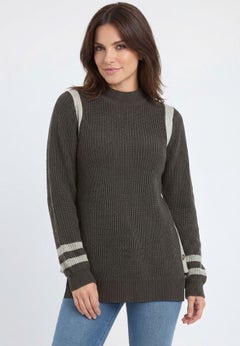 Side Stripe Mockneck Sweater