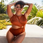 Shimmer High Neck Cut Out Ring One Piece Swimsuit image number null