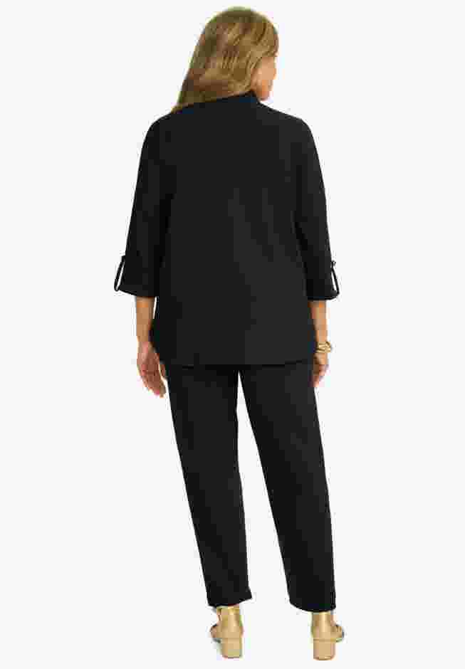 Knit Crepe Winged Collar Set image number 1