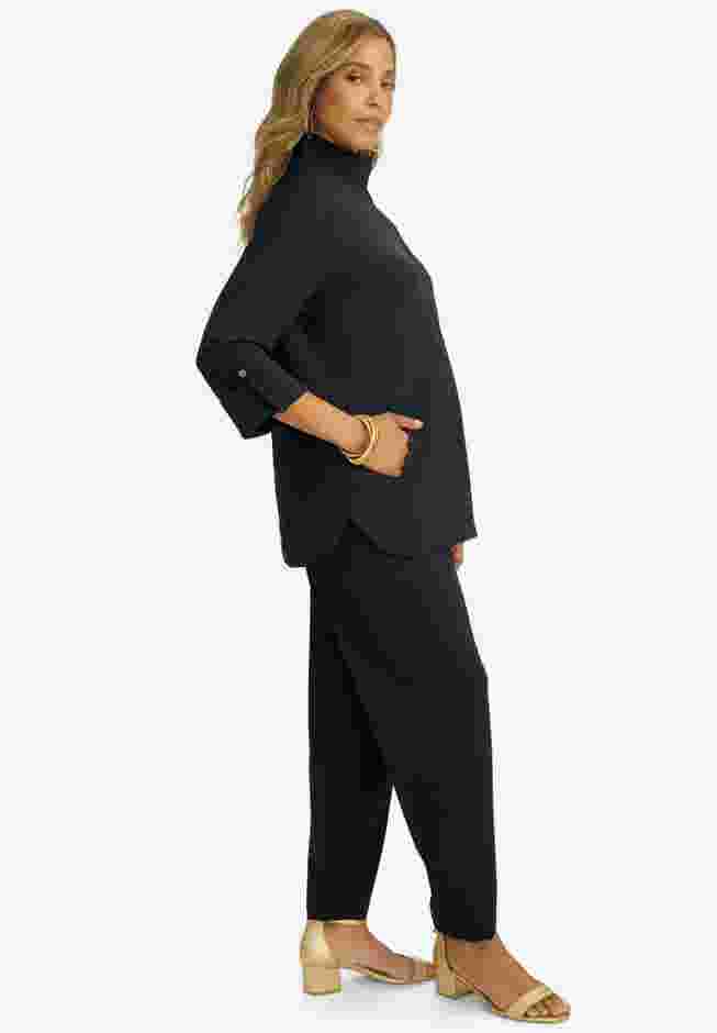 Knit Crepe Winged Collar Set image number 2