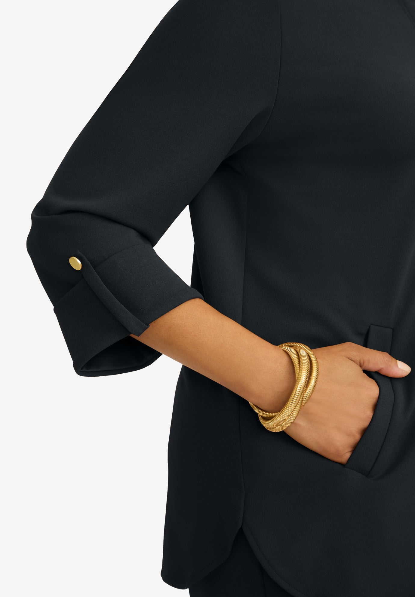 Knit Crepe Winged Collar Set image number 3