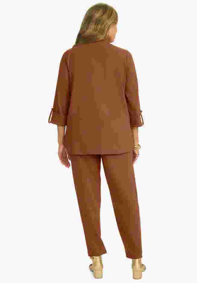 Knit Crepe Winged Collar Set image number 1