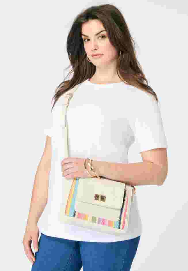 Faux Leather Ikat Handbag image number 1