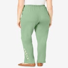 7-Day Knit Embroidered Straight-Leg Pull-On Pants image number null