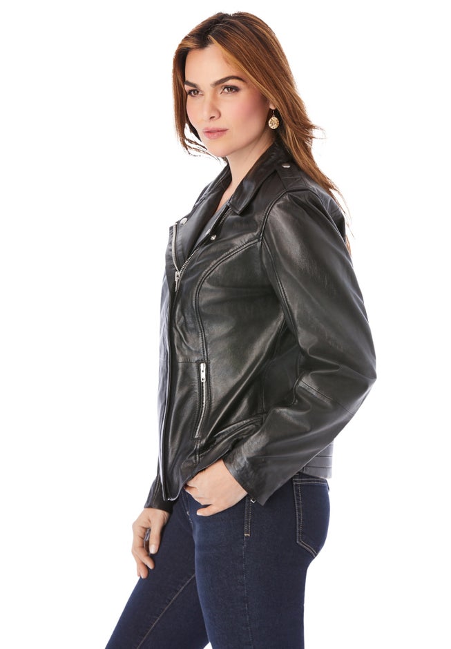 Plus Size Moto Leather Jacket image number 3