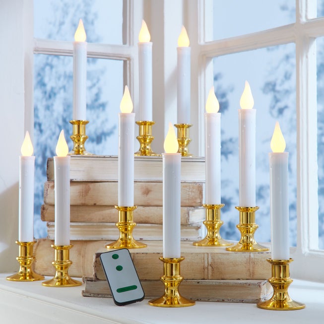 Set of 10 Taper LED Candles with Remote image number 0
