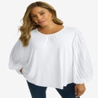 Stretch Pleated Sleeve Top image number null