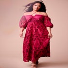 Eyelet Puff Sleeve Peasant Dress image number null