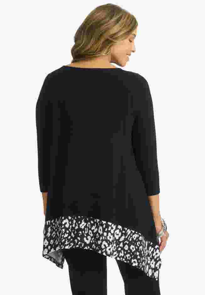 Stretch Sharkbite Tunic With Contrast Hem image number 1