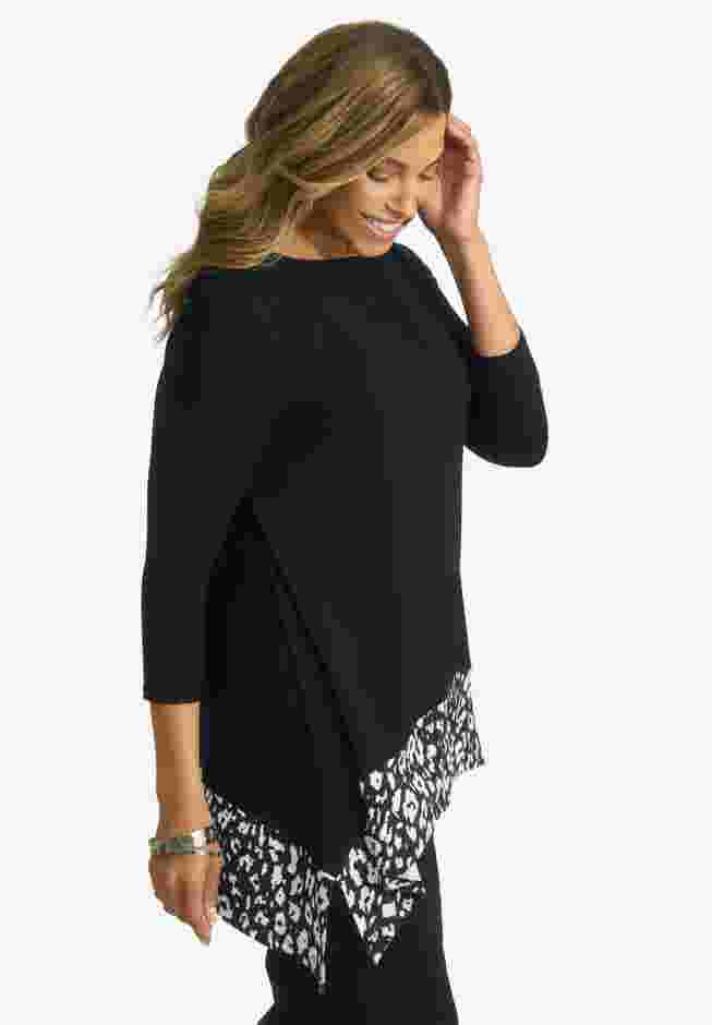 Stretch Sharkbite Tunic With Contrast Hem image number 2