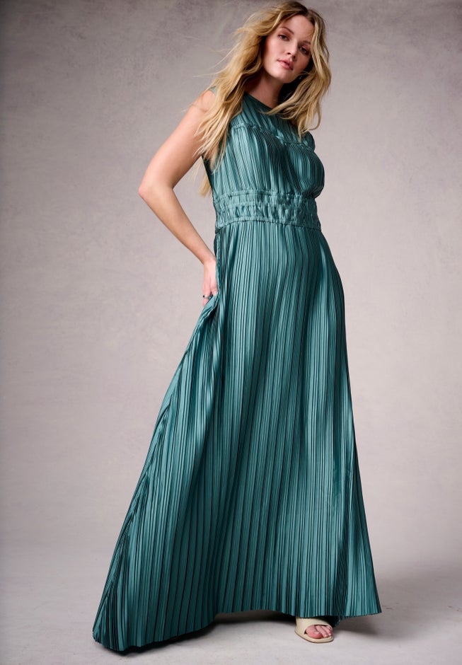 Boatneck Cap-Sleeve Maxi Dress. image number null